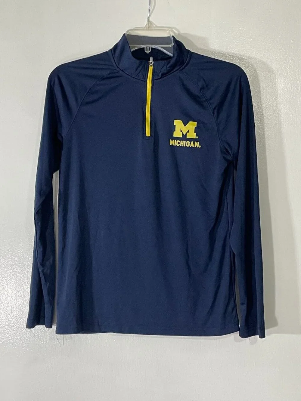 University of Michigan Colosseum Youth Large Tech Quarter Zip Navy Poly U of M